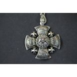 'Bethlehem Jordan' fine silver Maltese Cross pendant & chain