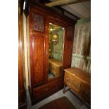 Late Victorian/Edwardian mirror door wardrobe