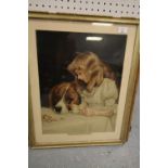 Charles Burton Barber vintage print "Who Invited You" along with a Rowley Spaniel print