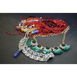 Quantity of mixed costume jewellery including bead necklace