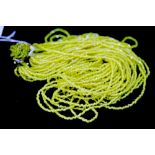 Yellow glass bead multi-strand necklace