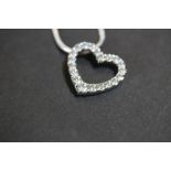 CZ & silver heart pendant & chain