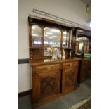 Victorian Carved Oak Mirrored backed Sideboard