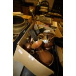 Box of brass & copper ware