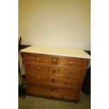 Continental pine marble topped chest of drawers