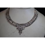 Indian white metal embossed necklace