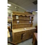Large pine dresser with plate rack