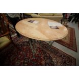 Circular marble topped metal framed table