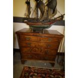 19th century figured mahogany Bachelors chest with hinged folding top.