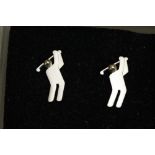 Pair of white metal 'golfing' cufflinks