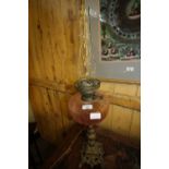 19th Century Oil Lamp with Cast Brass Base