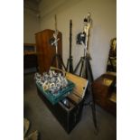 Quantity of Vintage/theatrical lighting & 4 tripods