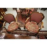 Pair of Walnut French style armchairs