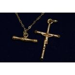 9ct cross pendant & fine chain
