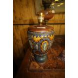 19th Century Doulton style stoneware tobacco jar converted to a lamp