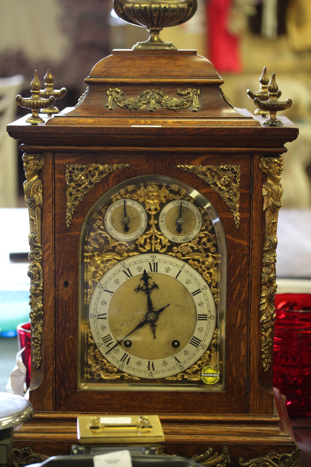 19th century oak bracket clock