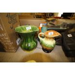 Trio of rustic vintage flower jugs including Myott