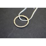 Hammered silver circular pendant & chain