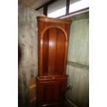 Yew wood corner cupboard