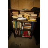 Oak bookcase & books
