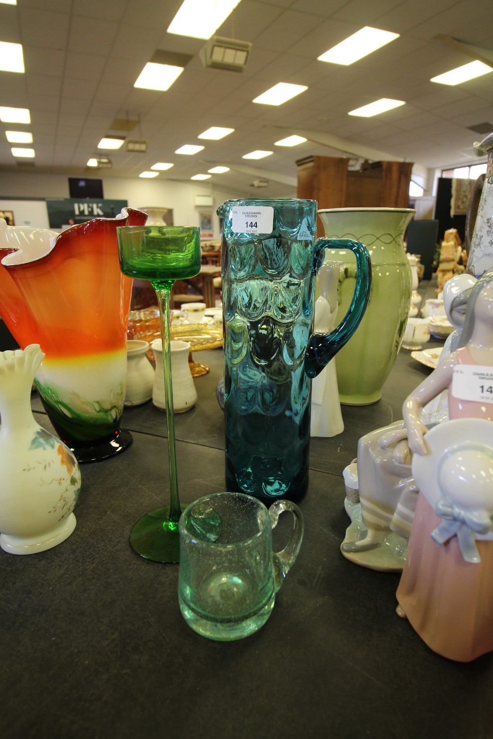 Bohemian glass jug etc