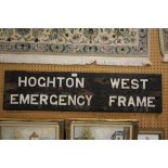 British Rail Hoghton West Emergency Frame Railway Sign