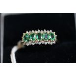 9ct emerald & diamond 31 stone ring