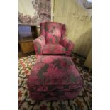 Alstons armchair & matching ottoman footstool