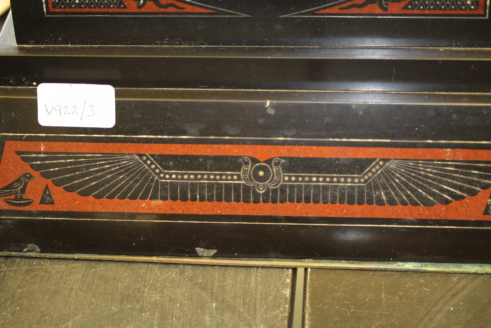 Victorian Egyptian Revival slate mantel clock from Armathwaite Hall, Bassenthwaite - Image 2 of 3