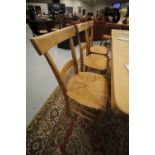 6 rush seated dining chairs