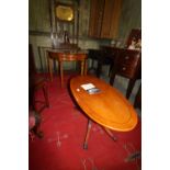 Yew wood hall table and oval coffee table