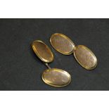 Pair of George V gents 9ct gold cufflinks with plain oval faces, Birmingham 1916, weight 5.7