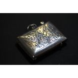 Foliate engraved silver vesta case