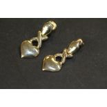 Pair 9ct gold heart design earrings 3.5g