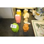 6 vintage 1970's soap figures, Snoopy, Wombles