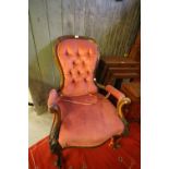 Victorian spoon back armchair