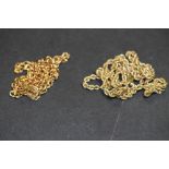 2 9ct gold chains (1 A/F) 5.5g gross