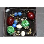 4 pairs of earrings including Cherry Amber