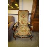 Oak framed Victorian armchair (possibly ex Lowther)
