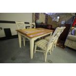 Oak top extending kitchen table and four chairs