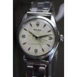 1970's gents Rolex Oyster Shock Resisting stainless steel cased wristwatch, cream dial, original