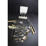 Cased silver coffee spoons and quantity of cutlery etc