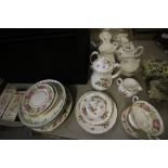 Worcester floral tea wares and Royal Worcester Roanoke pattern tea wares