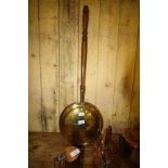 Copper and brass bed warming pan