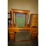Pine Dressing Table, Small Chest, Table, Mirror, Lloyd Loom Style Box