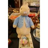 Large Peter Rabbit soft plush and small Jemima Puddleduck and The World of Peter Rabbit and