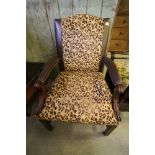 Leather & Leopard Print Fabric Armchair