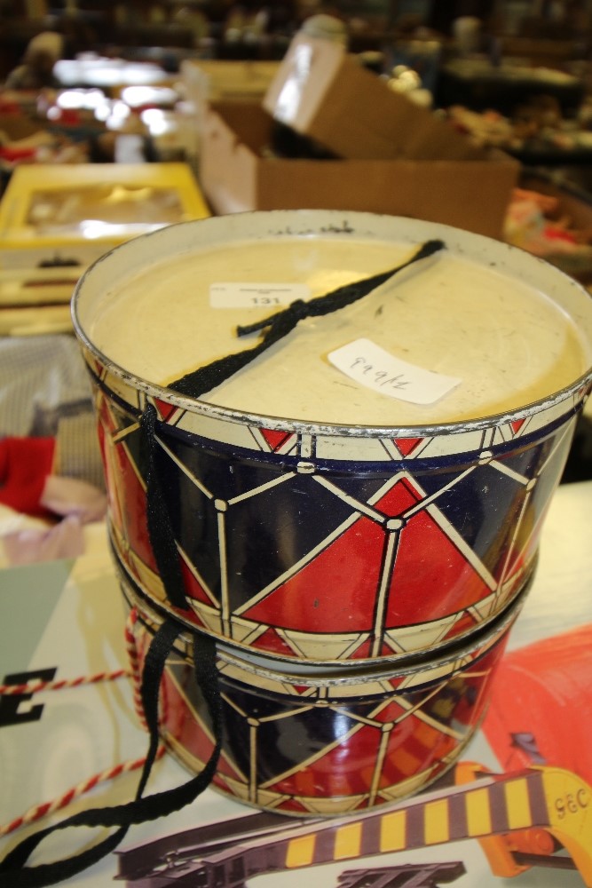 A pair of 1930s child's kettle drums
