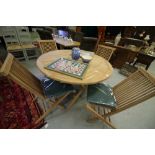 Round Table, 4 Chairs & Cushions - solid teak