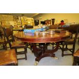 Large Mahogany Centre Table with Brass Feet